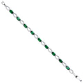 Silver Oval Cut Green & Clear CZ Tennis Bracelet