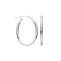 Silver Oval Tube Hoop Earrings 1.5g