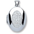 Silver Oval With Crystals Locket