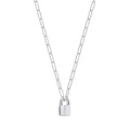 Silver Paper Clip Chain, Padlock Necklace