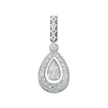 Silver Pear Cut CZ Cluster Drop Pendant 1.8g