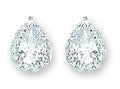 Silver Pear Shaped CZ Cluster Stud Earrings 3.6g