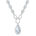 Silver Pear Shaped Drop Set Clear CZ's Necklace 18