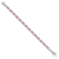 Silver Pink And Clear CZ Tennis Ladies 6.2mm Bracelet