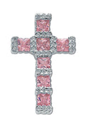 Silver Pink & White Fancy CZ Cross