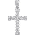 Silver Plait Style Fancy CZ Cross