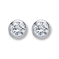 Silver Rd. Bril. Cut Rub Over Setting 6mm CZ Stud