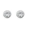 Silver Rd.bril. Cut Rub Over Setting 8mm CZ Stud Earrings