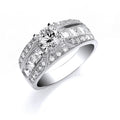 Silver Rd Sterling Silver With Princess & Rd CZ On Shld Ring