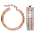 Silver Rose Moondust Stone Illusion Effect Hoop Earrings