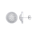 Silver Round 15mm Stud CZ Earrings