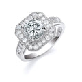 Silver Round Cut With CZ Surrounding & Shoulders Ring