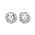 Silver Round CZ Stud Earrings 2.2g