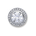 Silver Round Rubover, Halo CZ Pendant