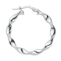 Silver Round Twist Hoop Earrings 2g