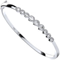 Silver Rubover CZ Ladies Hinged Bangle