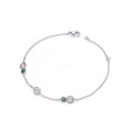 Silver Rubover Green & Clear CZ's Ladies Bracelet