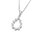 Silver Rubover Teardrop CZ Pendant With Chain