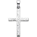 Silver Solid Cross With Design And Plain Back