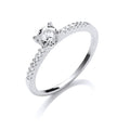 Silver Solitare With CZ Shoulder Ring