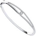 Silver Split Shank CZ Ladies Hinged Bangle