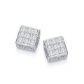 Silver Square CZ Stud