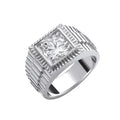 Silver Square Top With Round CZ Gents Ring