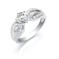 Silver Sterling Silver With CZ On Shoulders Ring 4g