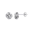 Silver Textured - Plain Finish Knot Stud Earrings