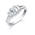 Silver Trilogy With Baguettes CZ & On Shoulder Ring