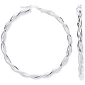 Silver Twist Hoop 50mm Earrings