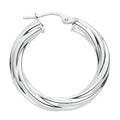 Silver Twisted Hoop Earrings 3.9g