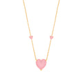 Silver Yg Plated, Pink Heart Necklace