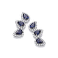 Teardrop Blue CZ Climber Stud Earrings