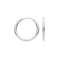 White Gold 14mm Plain Hinged Huggies