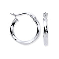 White Gold 16mm Faceted Hoop Earrings