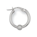 White Gold 17mm Glitter Ball Hoop Earrings