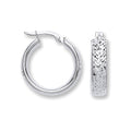 White Gold 20mm Tyre Tread Design D Shape Earrings