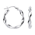 White Gold 21mm Twisted Hoop Earrings