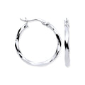 White Gold 22mm Faceted Hoop Earrings