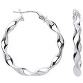 White Gold 25mm Twisted Hoop Earrings 1.3g