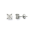 White Gold 6mm Claw Set Princess Cut CZ Studs