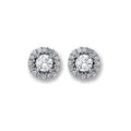 White Gold CZ 7mm Cluster Stud