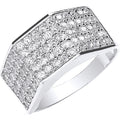 White Gold Gents Five Row CZ Ring