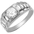 White Gold Gents Square Top CZ Ring