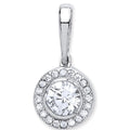 White Gold Halo Style CZ Pendant