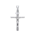 White Gold Hollow Round Tube Crucifix