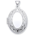 White Gold Oval Shape Locket With Edge Design