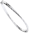 White Gold Plain & Twisted 4mm Twist Bangle