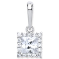 White Gold Princess Cut CZ Centre Pendant